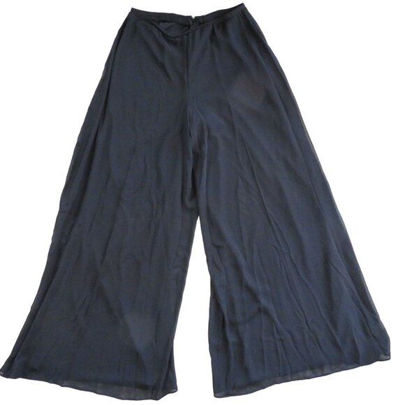Vintage 80s MSK Black Wide Leg Pants Womens Sheer Overlay Palazzo Evening Party - Picture 1 of 10